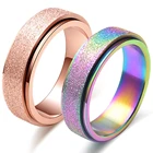 Женские вращающиеся кольца из титановой стали розового золота, матовые цветные кольца для лечения беспокойства, свадьбы, помолвки, матовое кольцо для пары