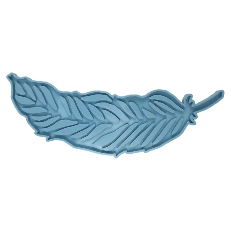

DIY Coaster Tray Plate Epoxy Resin Mold Large Feather Ornaments Silicone Mould B36D