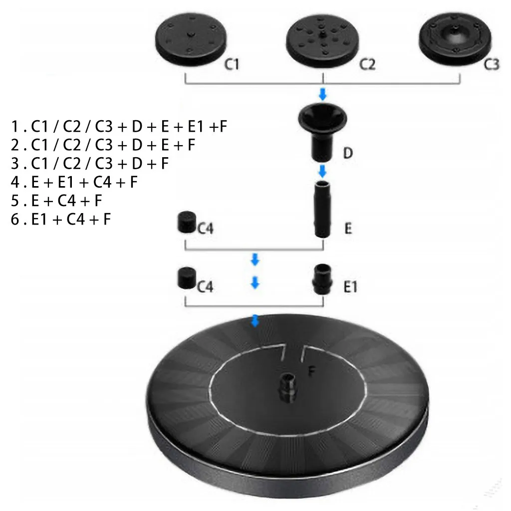 1.4W Solar Pump Fountain Water Garden Pool Pond Watering with Nozzle Accessories Decor | Дом и сад
