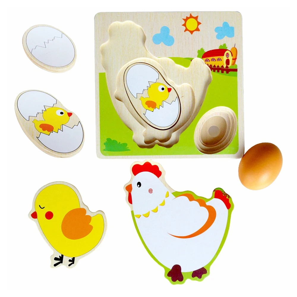 Деревянный 3D-пазл многослойные Развивающие Игрушки для раннего развития курица