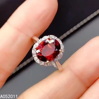 kjjeaxcmy fine jewelry natural garnet 925 sterling silver adjustable exquisite gemstone women ring support test hot selling