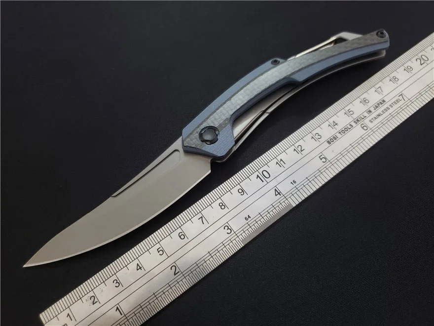 Горячая EF k1225 8CR13MOV лезвие синий G10 + патч из углеродного волокна стальная ручка