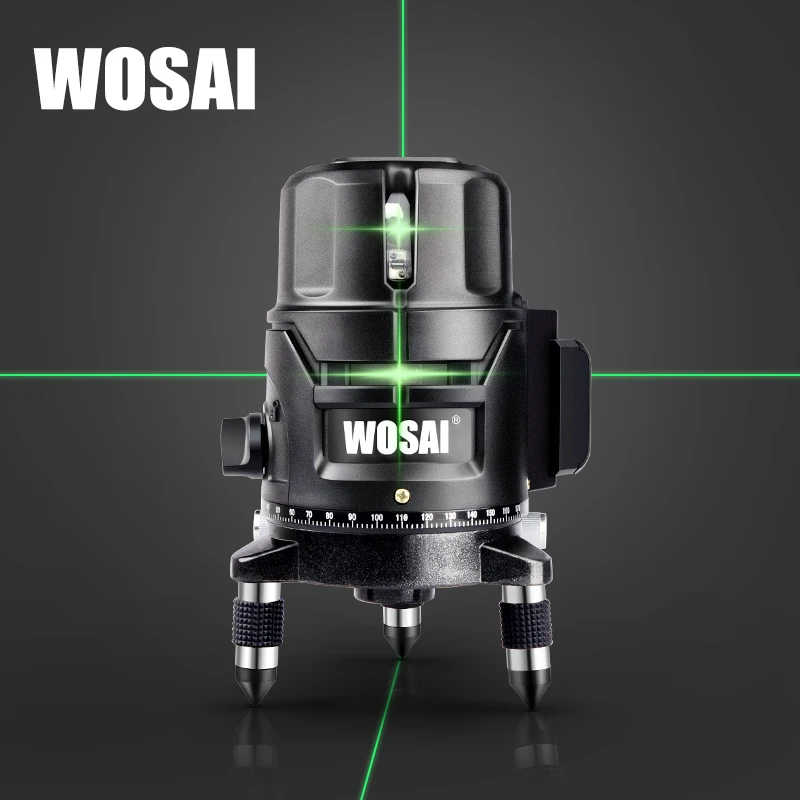 WOSAI Touch the keys 5 линий 6 точек литиевая батарея зеленый лазерный уровень