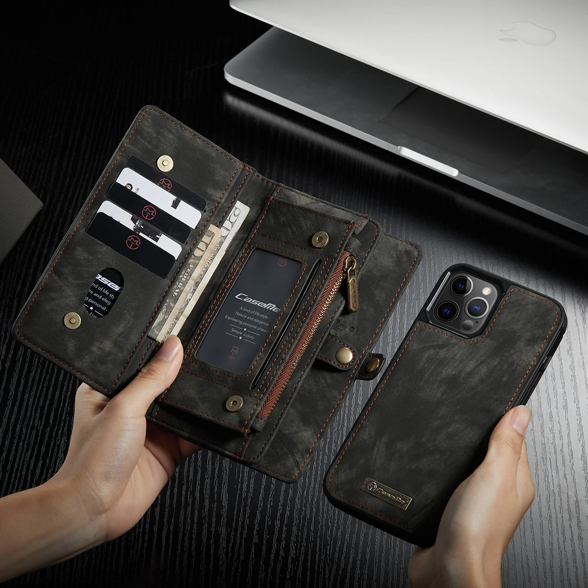Роскошный флип чехол Caseme из натуральной кожи для IPhone 11 12 Pro 11Pro X XS Max XR 7 8 Plus