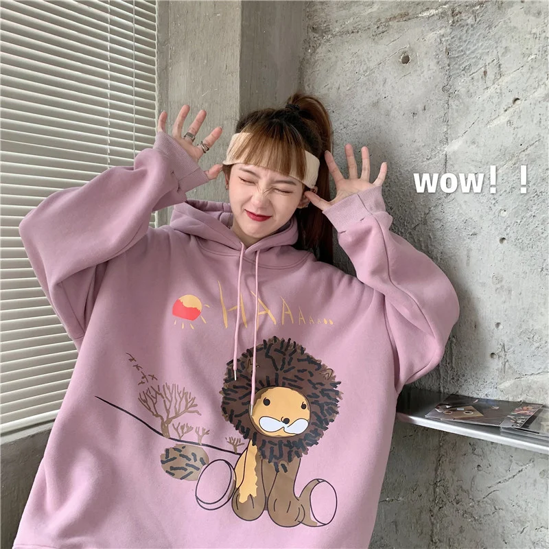 

Композитный свободный стильный фиолетовый свитер Taro с капюшоном