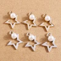 10pcs 1721mm 2 colors alloy pearl star charms for making cute drop earrings pendants necklaces diy crafts jewelry findings