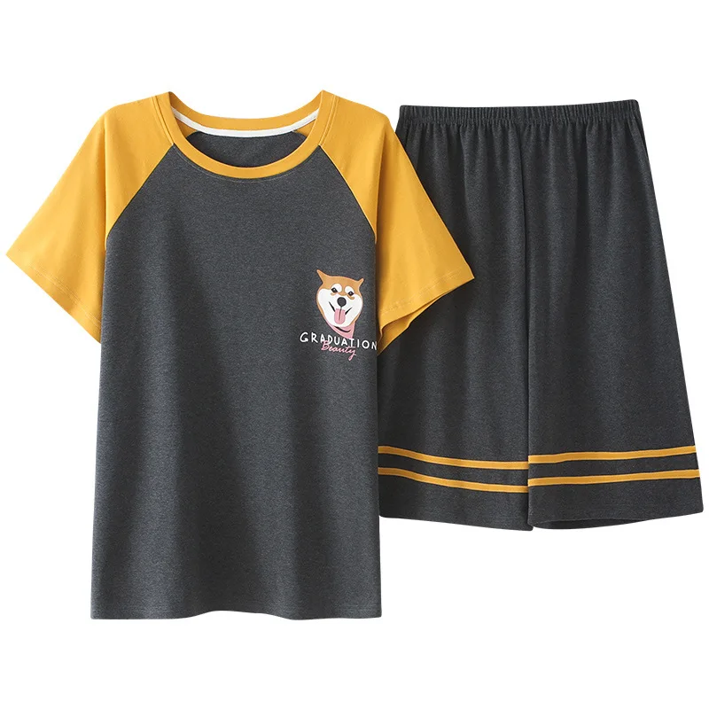 

Men's pajamas summer new style knitted cotton short-sleeved outdoor home service suits Korean casual pajamas suit men