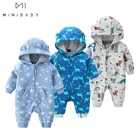 2022 г. Осенняя одежда для маленьких мальчиков зимние хлопковые комбинезоны на молнии с рисунком динозавра, комбинезон, Одежда для новорожденных Костюм для малышей от 0 до 24 месяцев