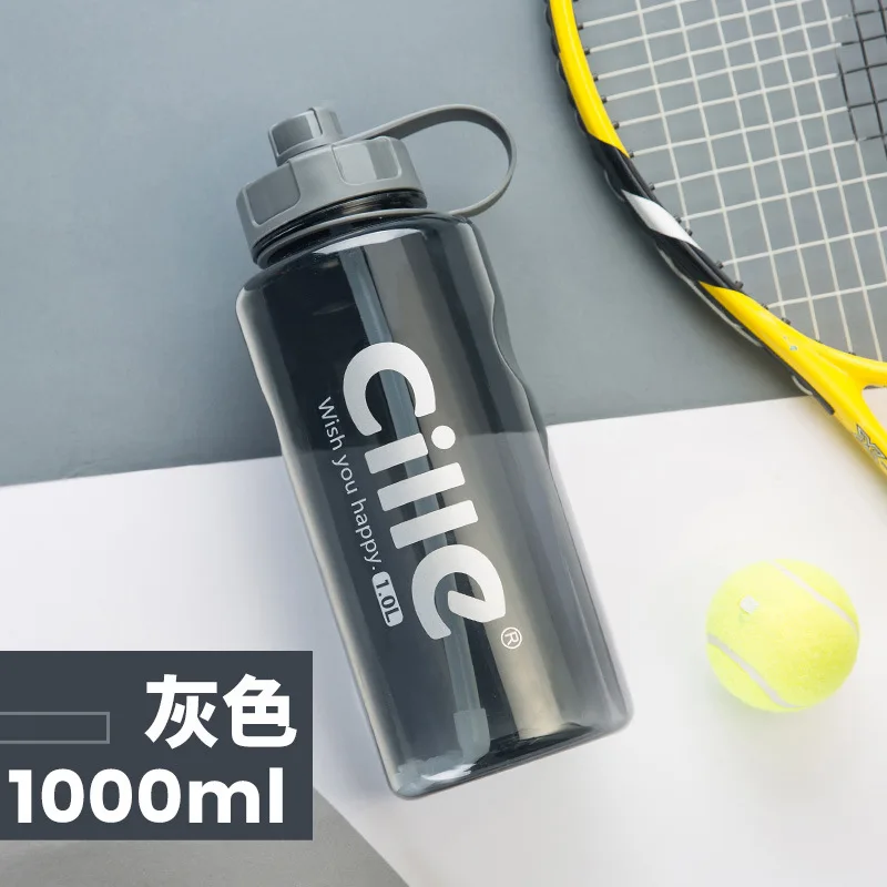 Gray-1000ml Бренд 1000 мл 2000 мл Спортивная бутылка для воды с соломинкой 1Л 2л 3л BPA бесплатно пластиковая бутылка для воды Питьевая Бутылка космические бутылки - Цвет: Gray-1000ml