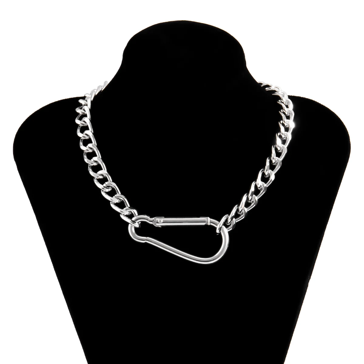 

IngeSight.Z Simple Minimalist Thick Curb Miami Aluminium Chain Choker Necklace Kpop Big Clasp Short Clavicle Necklaces Jewelry