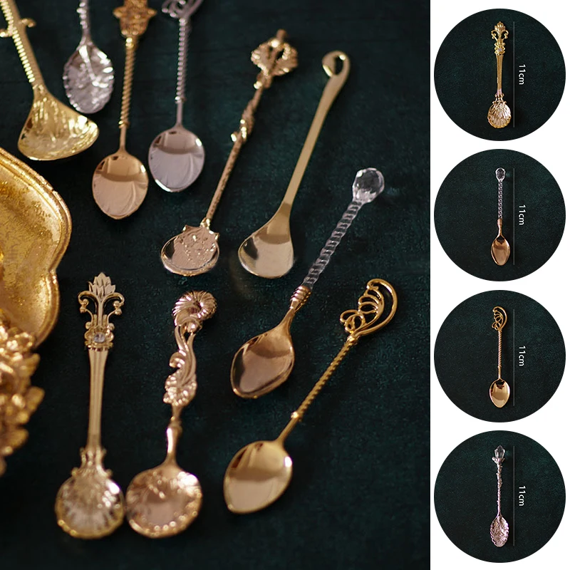 Кофейная ложка в стиле ретро десертная для мороженого винтажная из цинкового