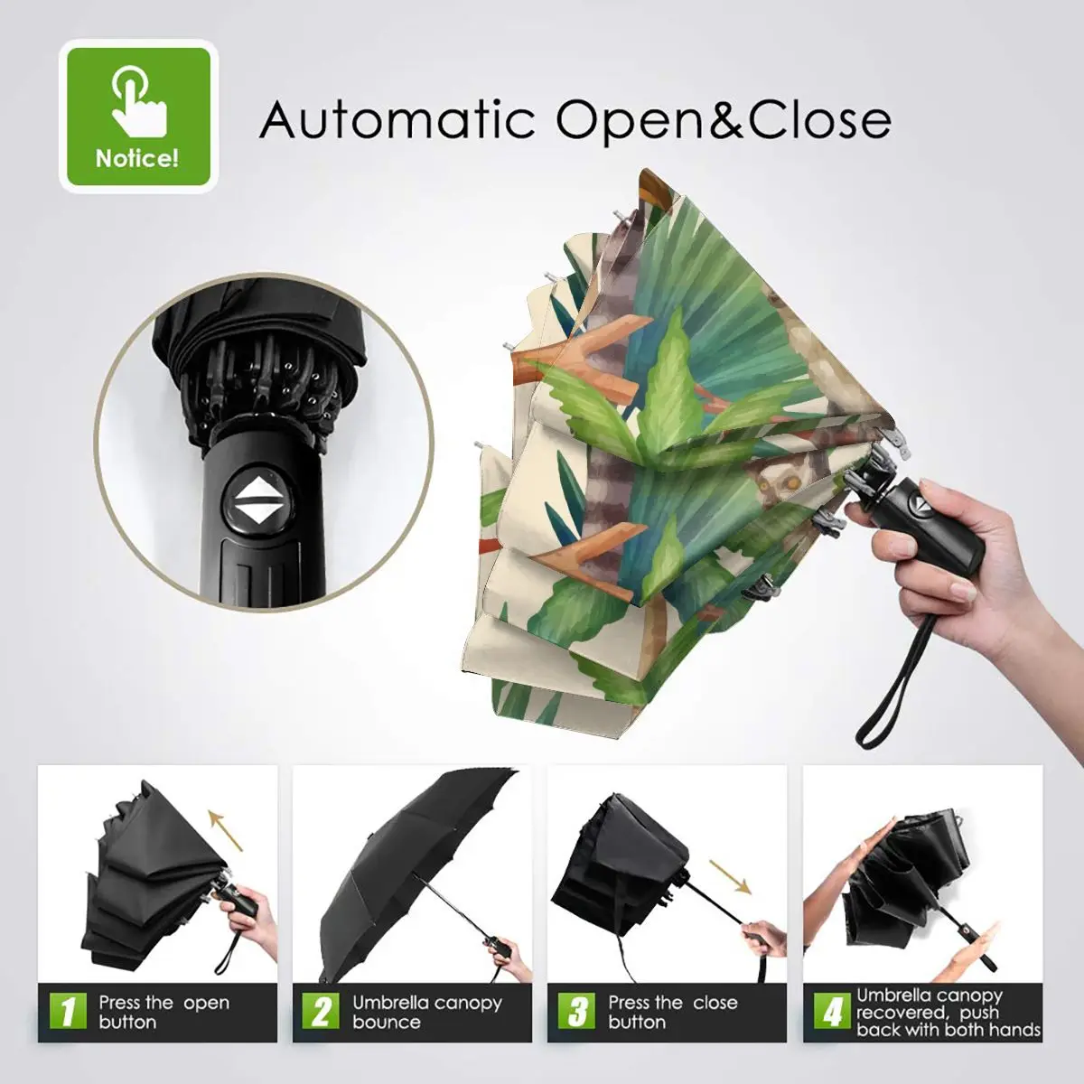 Online Ombrello Automatico Pieghevole Resistente Al Vento Donna Auto Animali Tropicali Ombrelli Antivento Pioggia Per Uomo Ombrellone