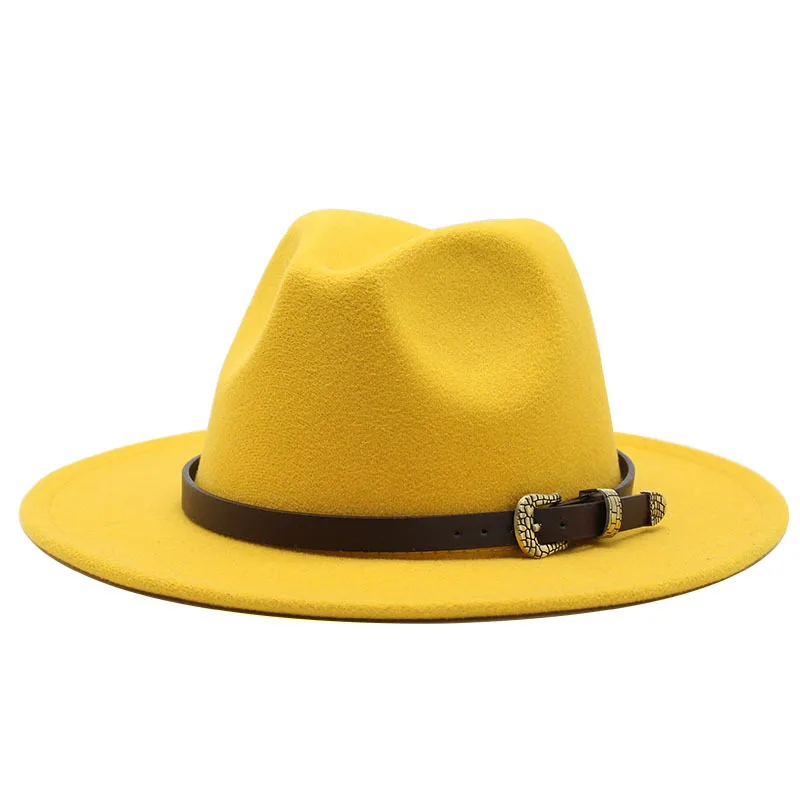 

Шляпа в стиле джаз для мужчин и женщин, широкополая Федора с цепочкой, шерстяная Верхняя Панама в британском стиле ретро, уличная шапка на ос...