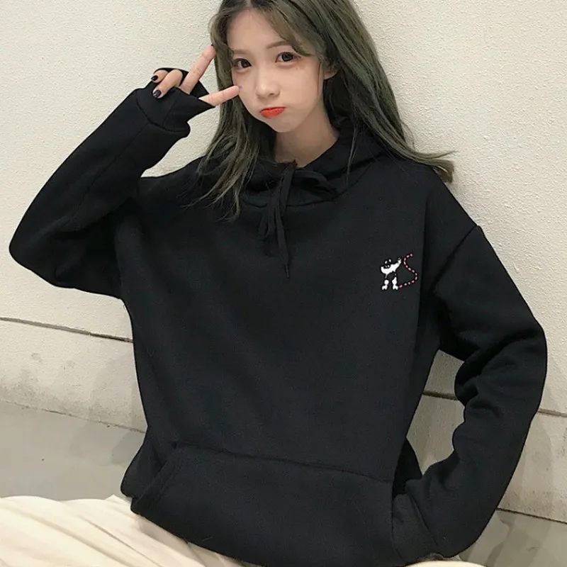 Толстовка с принтом панды Женская толстовка длинным рукавом пуловер капюшоном