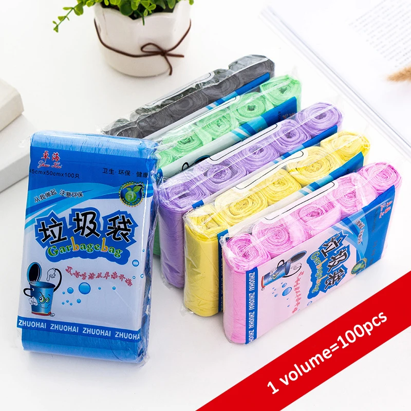 5 томов/Лот 500 шт одноразовые пакеты для мусора бытовые утолщенные пластиковые