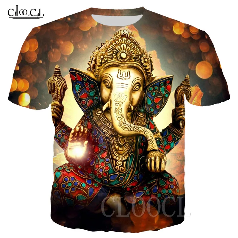 Hinduism God Basic T-shirts 3D Print Lord Ganesha Unisex Tee Tops Women Men Summer God of Wisdom Ganesh Sports Tshirt Streetwear