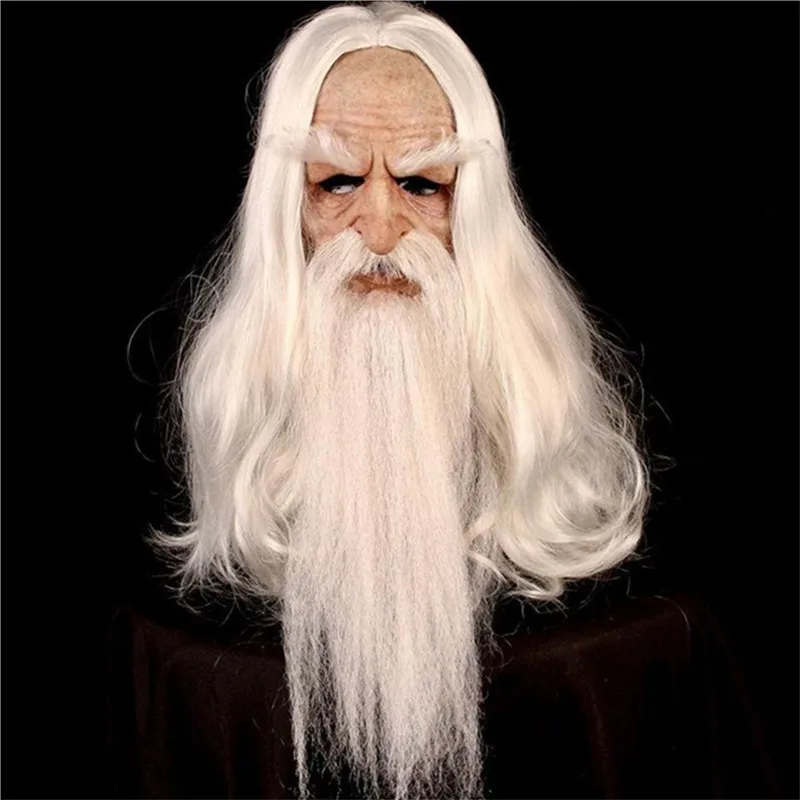 

2021 New Another Me the Elder Full Latex Mask Adult Long Hair Halloween Holiday Funny Masks Supersoft Old Man Halloween Mask