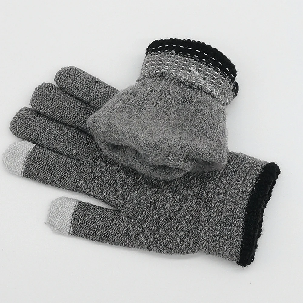 Вязаные женские и мужские зимние длинные митенки перчатки с сенсорным экраном