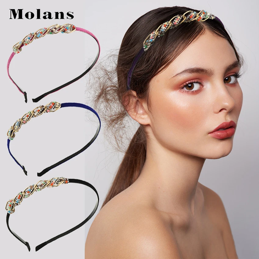

MOLANS Fashion Ladies Hair Hoop Luxury Rhinestone Chain Hair Accessories Decoration High Quality Exquisite Headwear Headband