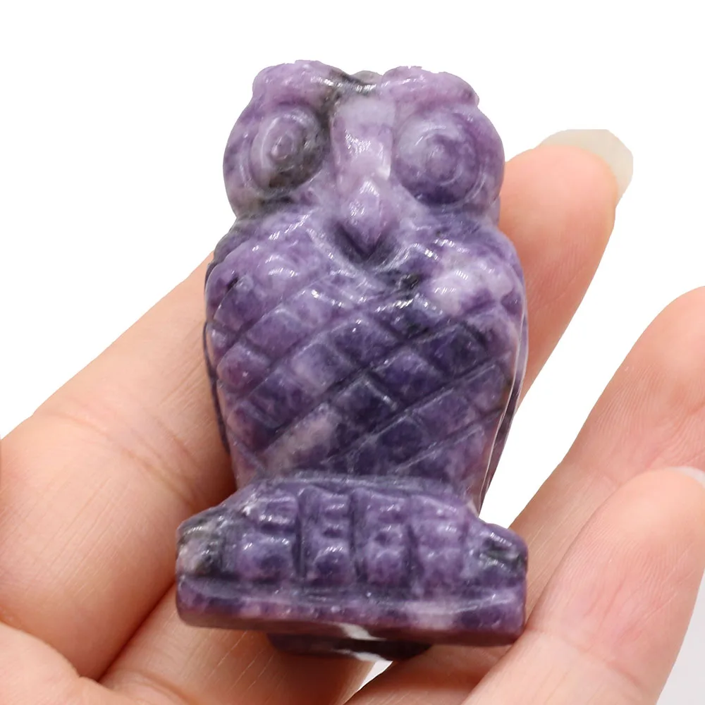

New Ornaments Natural Stone Opal Amethyst Carve Lifelike Owl Shape Bead for Decorating Bars Bedrooms Study Rooms Balconies etc