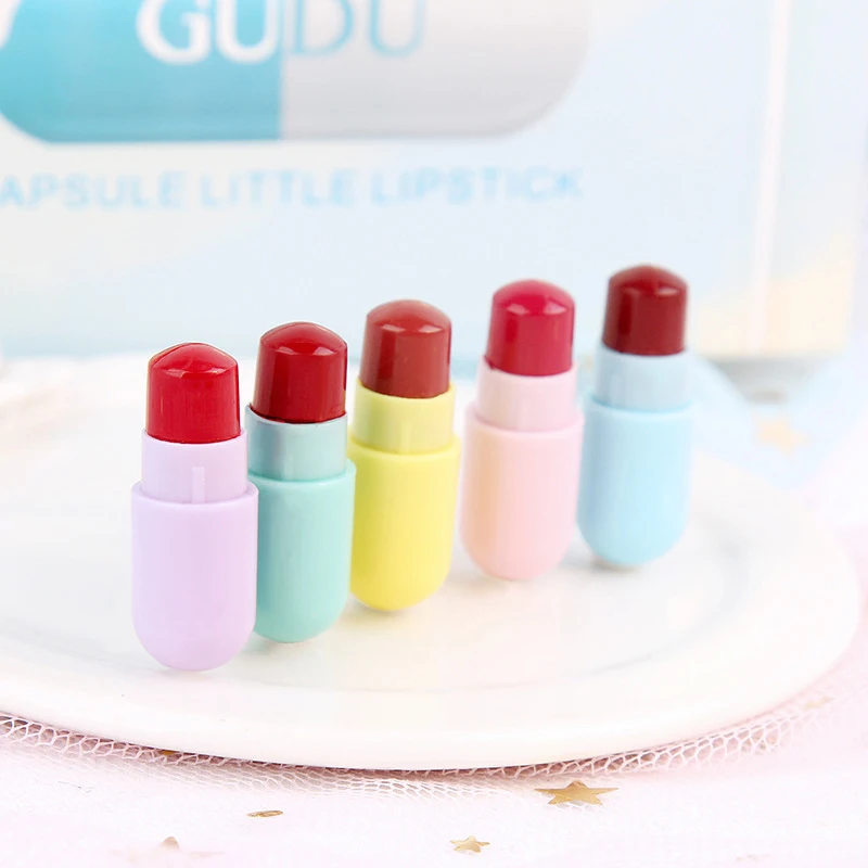 

5pcs/set of warm color capsule lipstick moisturizing and not easy to decolor high-definition color lipstick for ladies makeup