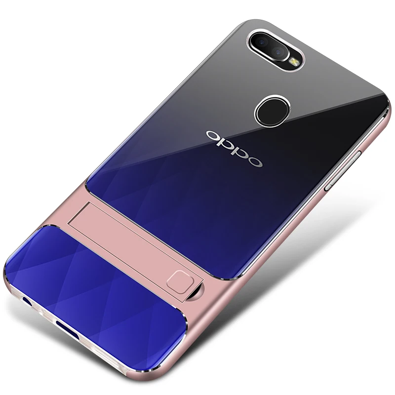 Crystal Rose Gold Чехол для мобильного телефона, чехол для OPPO F7 F9 Pro, мягкий 3D стенд, 360 Защитный Гибридный Силиконовый чехол для телефона OPPOF7 OPPOF9 F9Pro, милая сумка - Цвет: Crystal Rose Gold