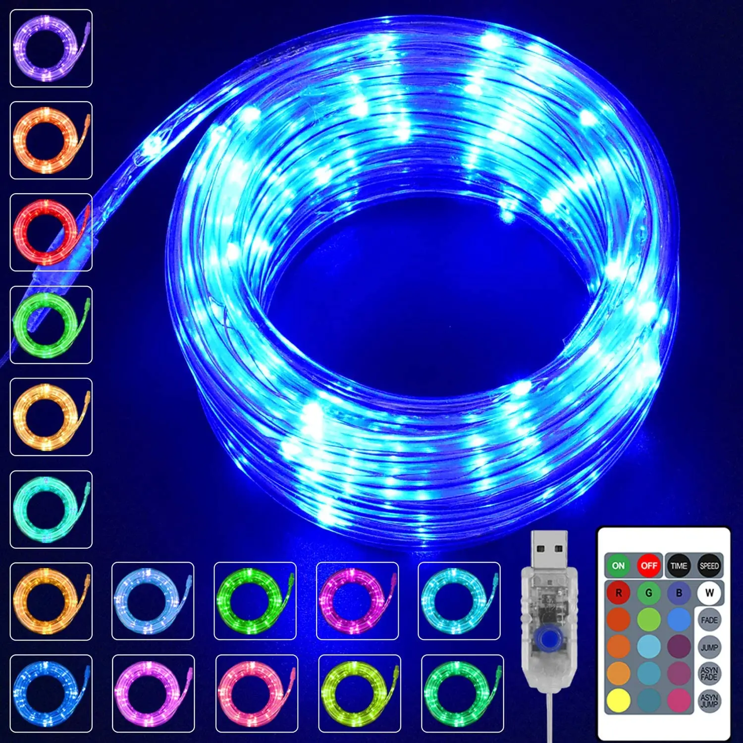 

LED Rope Lights USB Powered 10M 33ft with 100LEDs Waterproof Fairy Rope String Lights with Remote for Indoor Outdoor Christmas