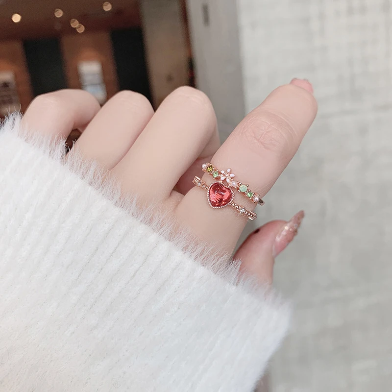 

Sweet Colorful Crystal Ring For Women Cute Finger Rings Romantic Birthday Gift For Girlfriend Fashion Zircon Stone Jewelry