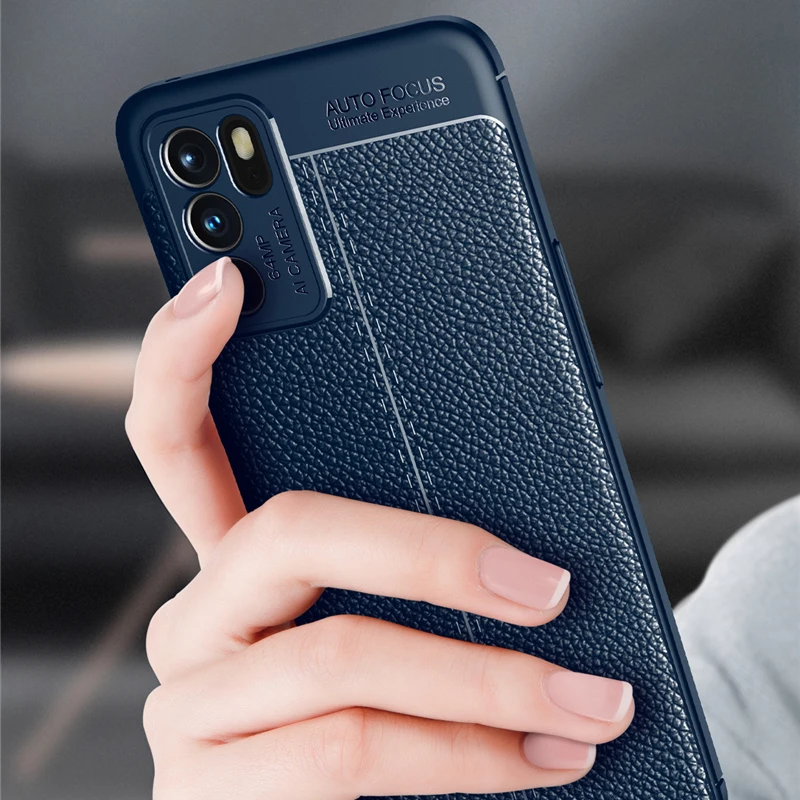For Oppo Reno6 5G Case Luxury Leather Soft Silicone Shockproof TPU Bumper Back Cover For Reno 6 5G Phone Case For Oppo Reno 6 5G