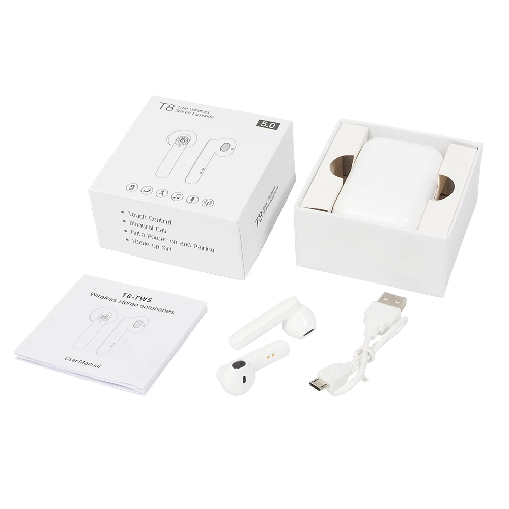 

2020 Hifi Bass Touch Control T8 True TWS Audiculares 5.0 Wireless Stereo Headphone Earphone with Charging Case