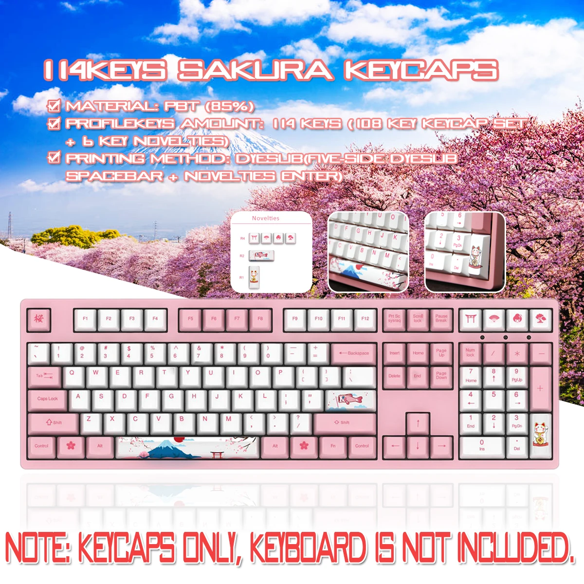 Механическая клавиатура мирового тур Токио 114 ключей OEM профиль Dyesub PBT клавиши для
