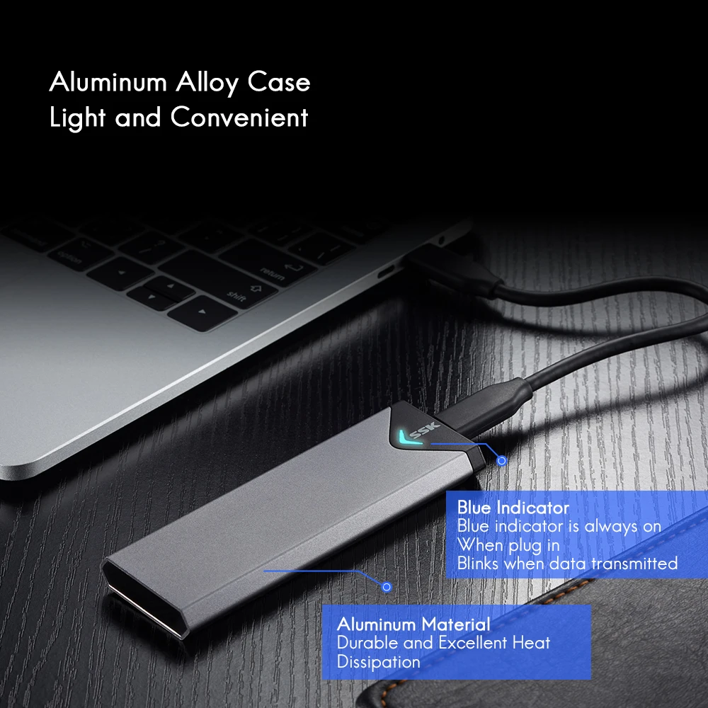 Корпус для SSD накопителя SSK алюминиевый M.2 NVMe USB 2260/2280 Type C корпус жесткого диска