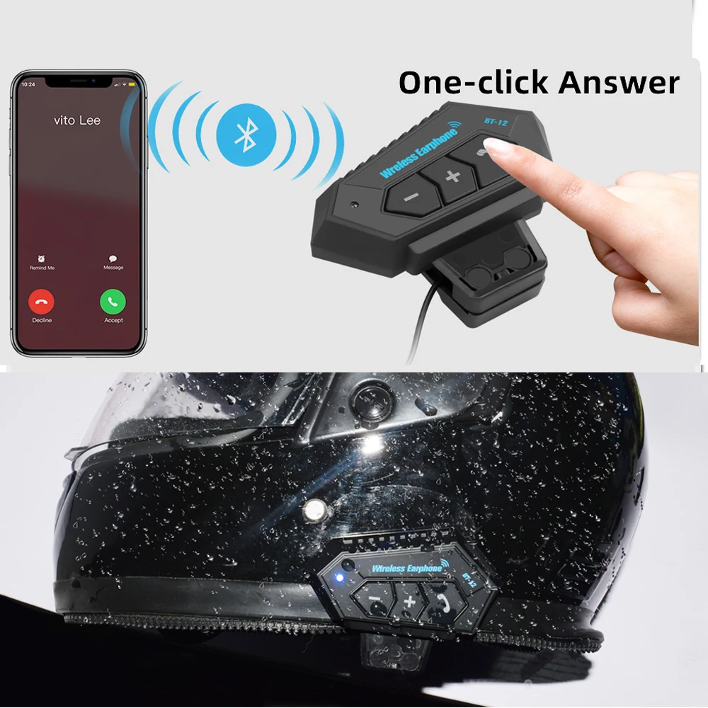 Bluetooth-гарнитура BT12 мотоциклетная Беспроводная с поддержкой Bluetooth