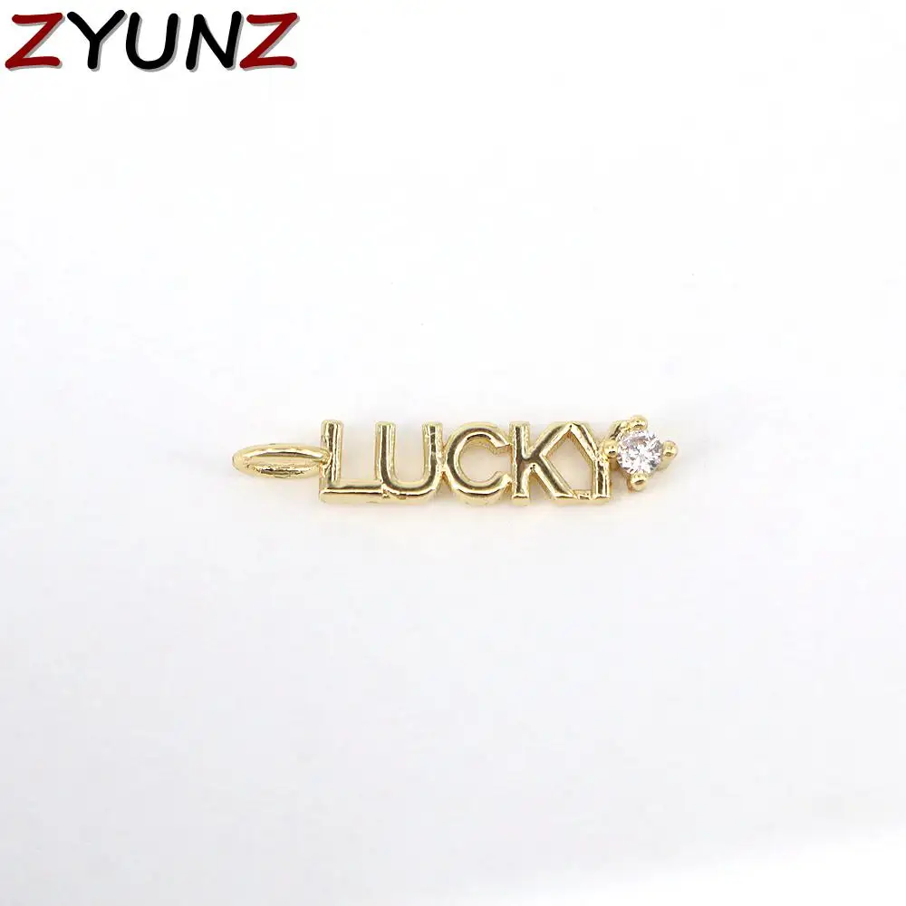 

10PCS, Charm Crystal Zirconia Lucky Letter Words Gold Charms Pendants For Jewelry Making Bijoux Femme Jewelry Accessories