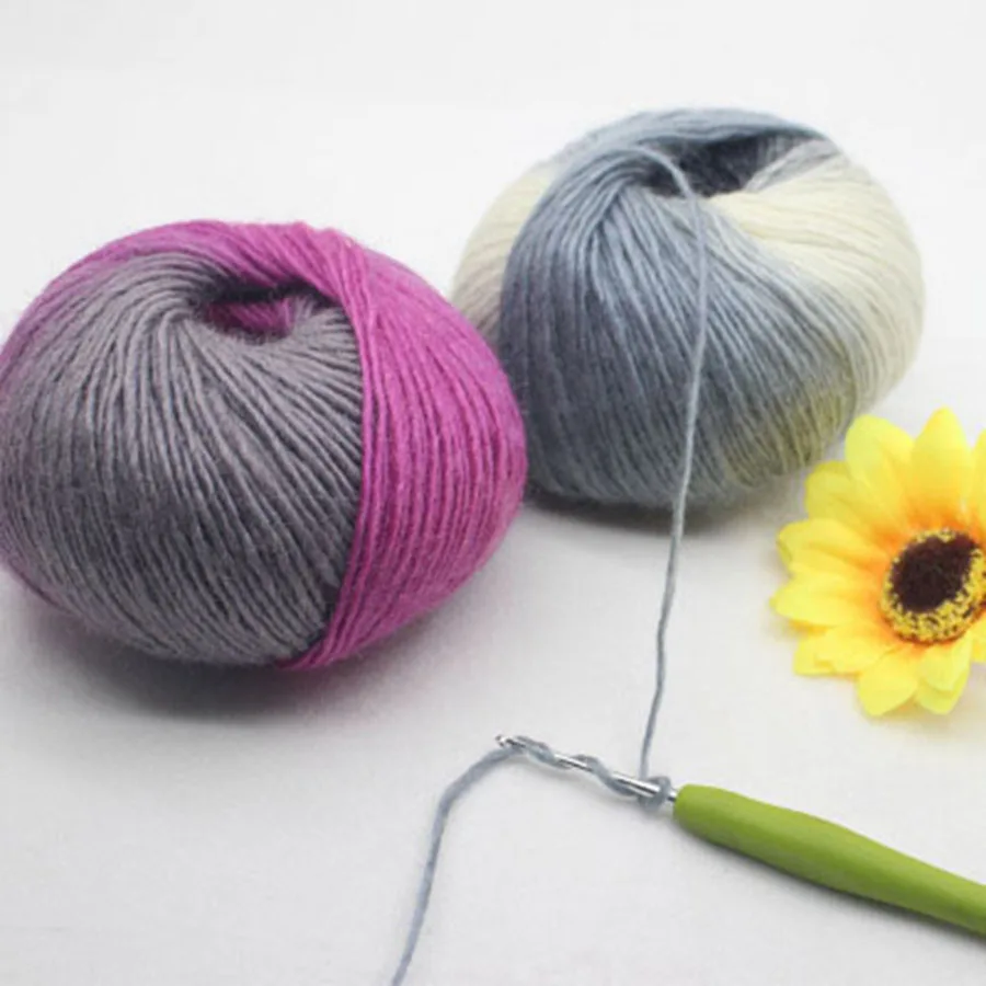 50 г шерстяная хлопчатобумажная пряжа для вязания крючком ручная трикотажная