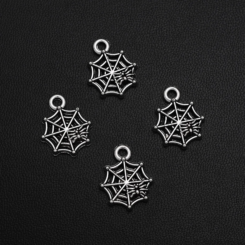 10 шт./партия, серебряные подвески в виде паука