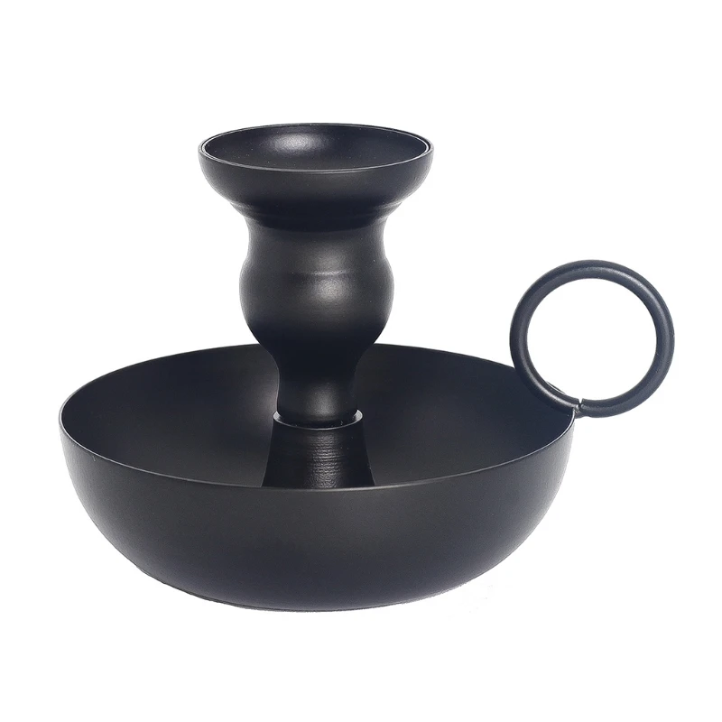 

Tabletop Stand Teacup Candlestick Candle Holder Elegant Wrought Iron Candlestick Elegant Antique-Style Black Metal Desktop Art O