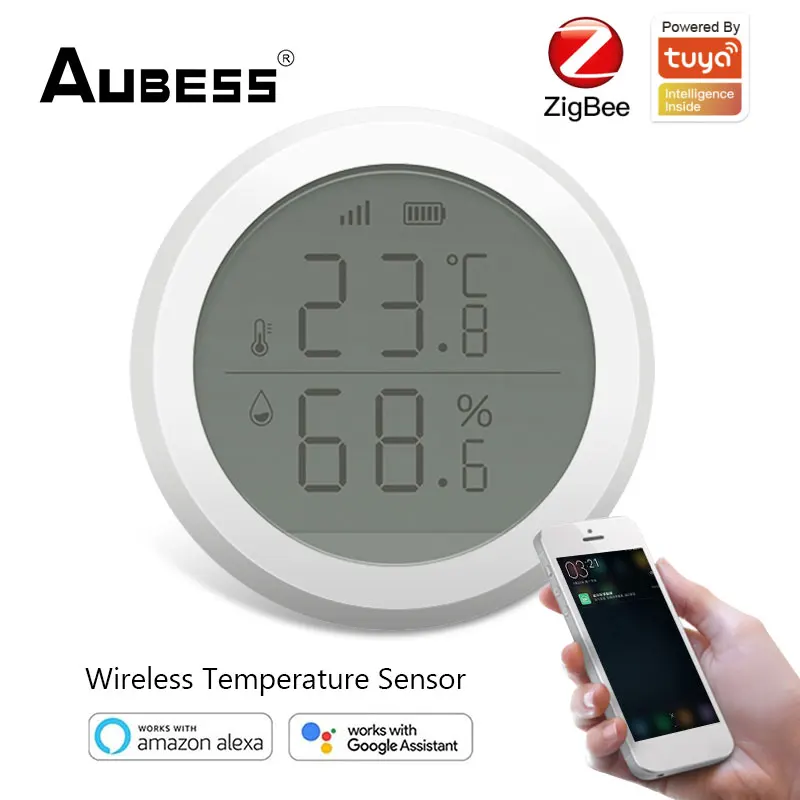 

Датчик температуры и влажности Tuya ZigBee для умного дома, термометр работает с приложением Google Home и Tuya Zigbee Hub Smart Life
