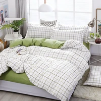 fashion white green plaid simple luxury comforter bedding set cartoon modern king queen twin size bed linen duvet cover set gift