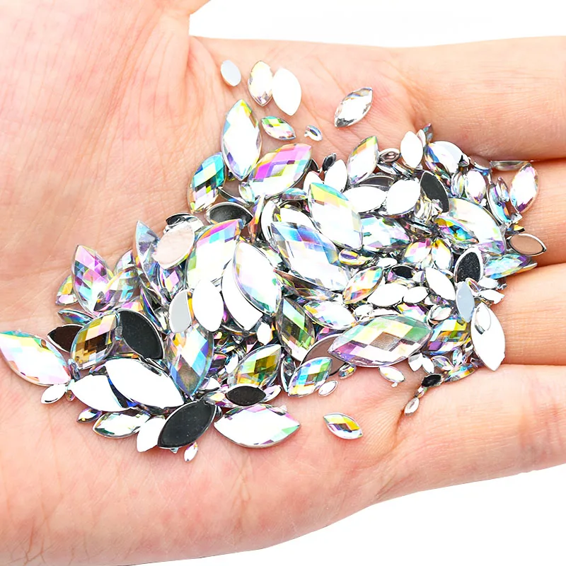 7 Sizes Acrylic Rhinestones Horse Eye Shape Crystal AB Flatback Non Hotfix Nail 3D DIY Art Decorations MJZ2166 | Красота и здоровье