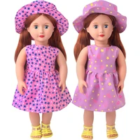 18 inch american doll girls clothes summer star holiday style dress hat born baby toys accessories 43 cm boy dolls c958