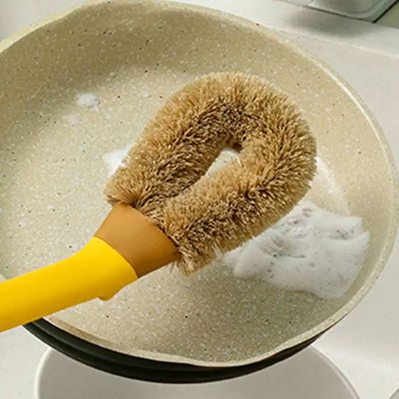 

Soft Coconut Brushes Brush Dot Design Flat Lying Lying On The Water Bot Brush Long Handle Kitchen Cleaning Brush Kichen Tool