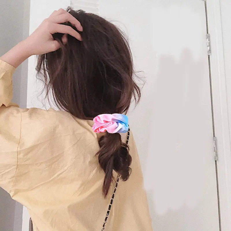 Тай-дай бархат резинка для волос мягкий цвет градиента резинки женщин и девочек