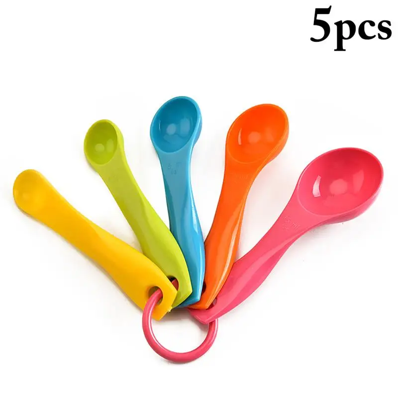 

5Pcs/Set Lovely Colorful Plastic Measuring Cups Measure Spoon Kitchen Tool Kids Spoons Measuring Set Tools For Baking Coffee Tea