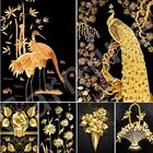 Алмазная 5D картина сделай сам, вышивка крестиком из черных и желтых цветов, на холсте, картина с мозаикой из круглых и квадратных страз, украшение для дома, подарок