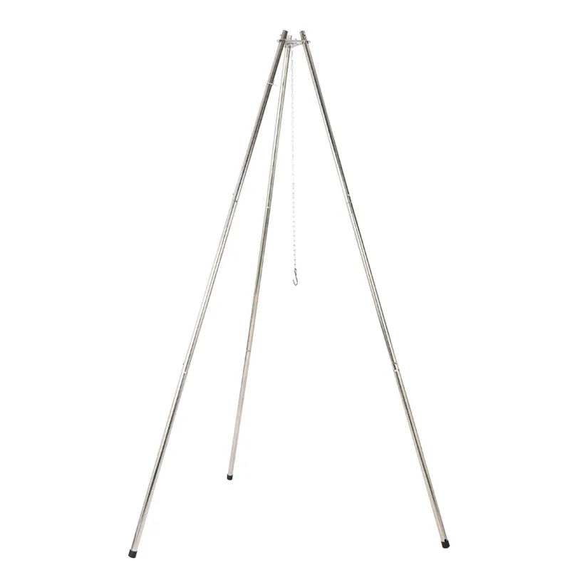 

Outdoor Camping Picnic BBQ Grills Tripod Outdoor Stove Pot Hanging Hook with Barbecue Net Portable Campfire Picnic Accessory