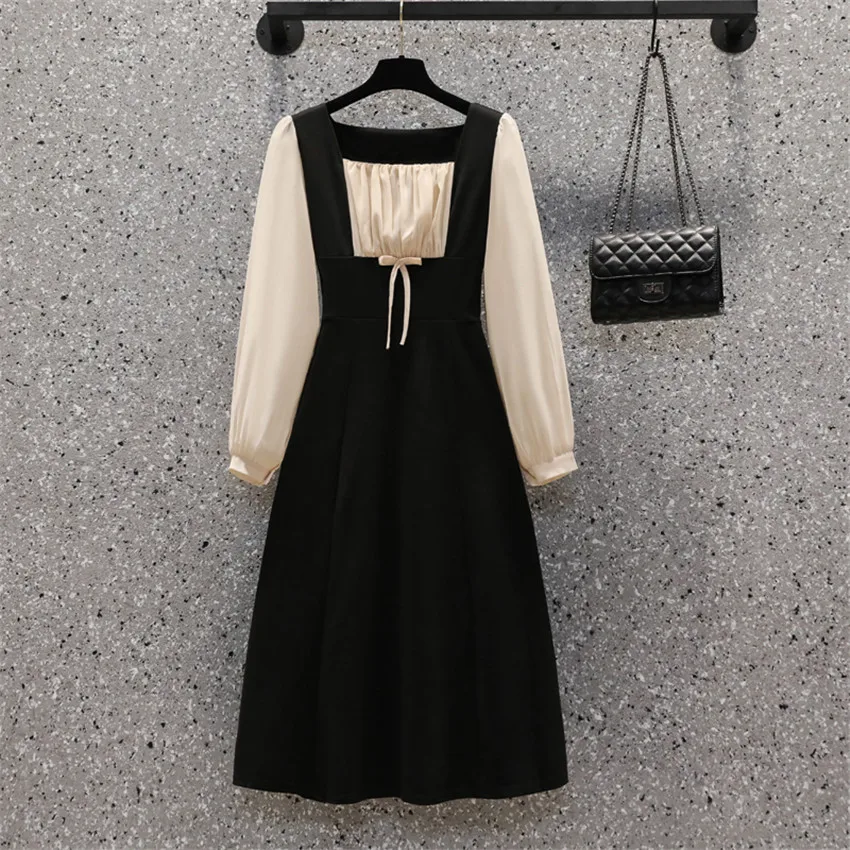 

Женское платье-рубашка в стиле пэчворк, с длинным рукавом