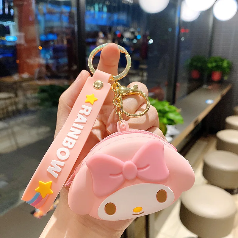 

Action Figuremodel Kuromi Silicone Cartoon Cute Multifunctional Coin Purse Key Chain Bag Ornament Pendant Toys for Children Gift