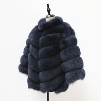 Natural fur coats Womens warm and stylish natural fox fur jacket vest Stand collar long sleeve leather coat