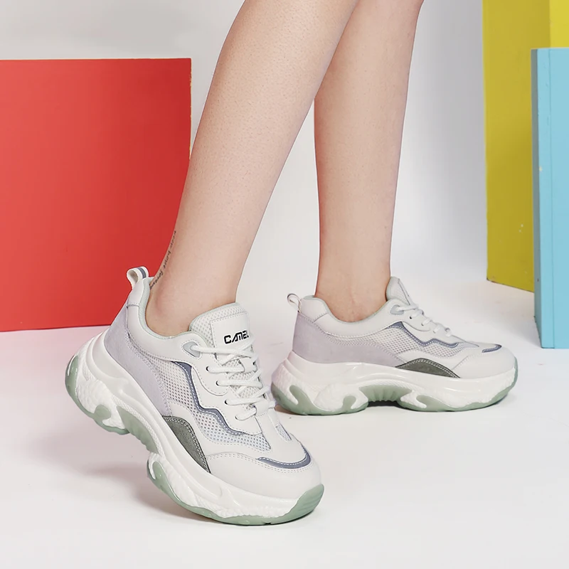 

CAMEL 2021 New Spring Women Casual Shoes Clunky Sneaker Shoes Thick-soled Comfortable Versatile Sports Shoes for Students